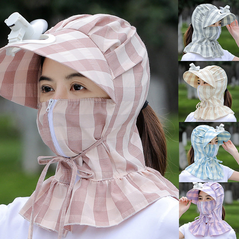 Sunshade Long Brim Sun Hat with Fan