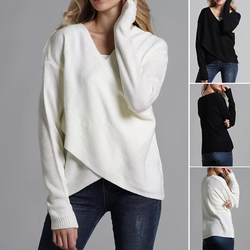 Cross-panel Knitted Sweater