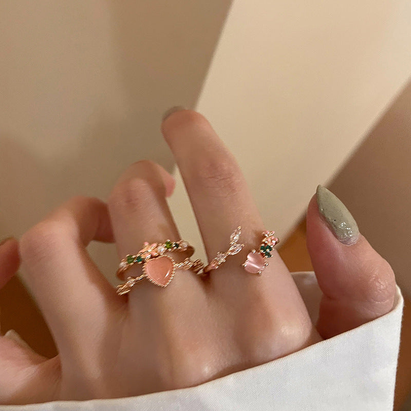 Double Heart Zircon Split Ring