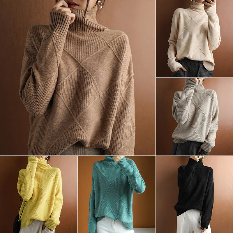 Turtleneck Cashmere Loose Cardigan