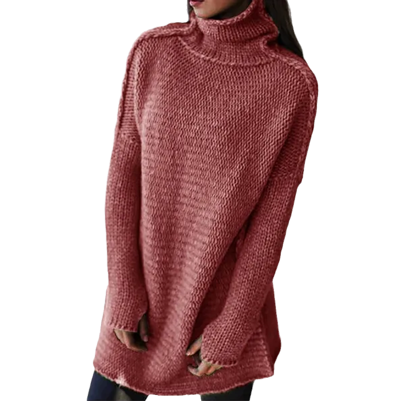 Solid Color Turtleneck Long Sleeve Pullover