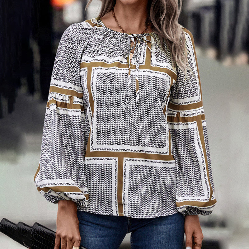 Balloon Sleeve Printed Shirt