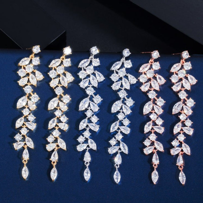 Crystal Petal Tassel Earrings