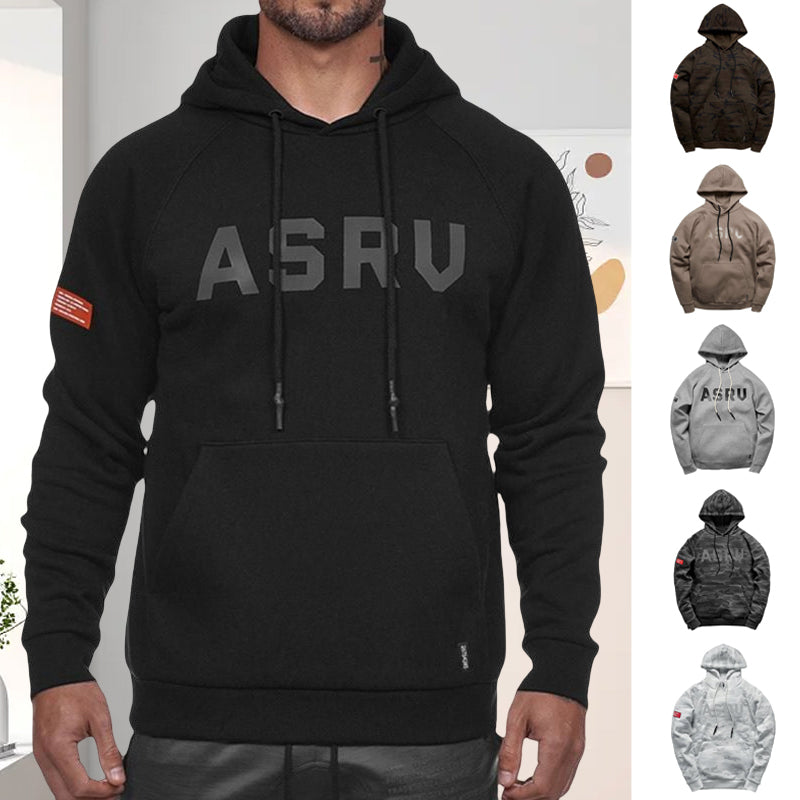 Lettered Print Long-sleeved Hooded Sweatshirt