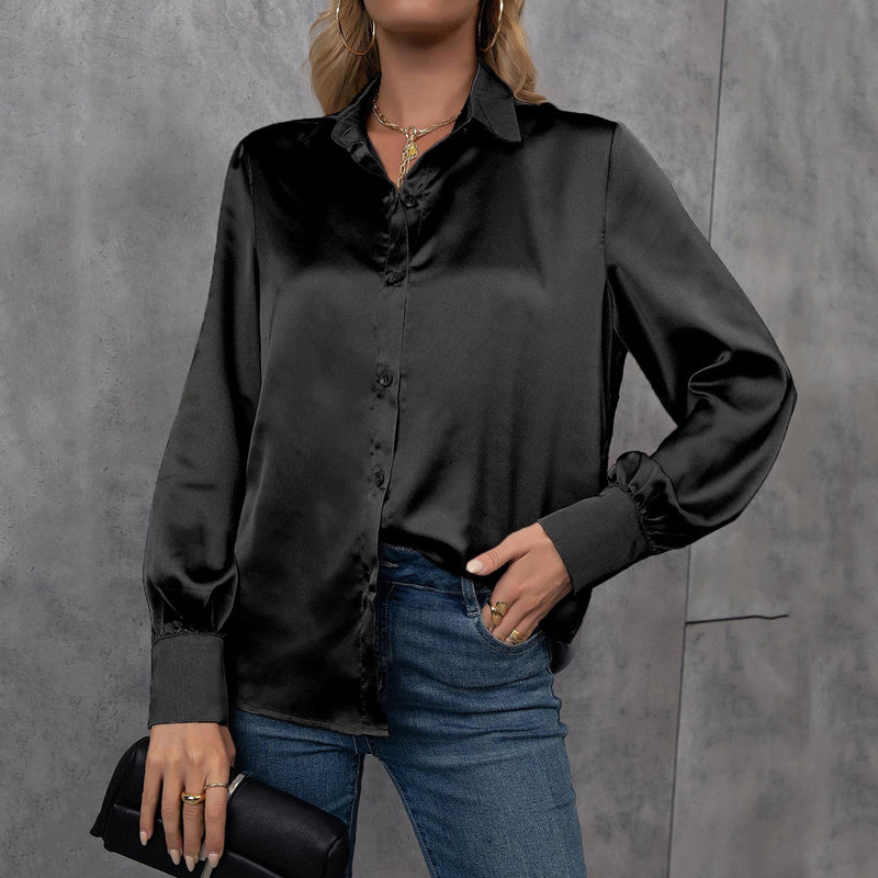 Satin Fashion Solid Color Shirt