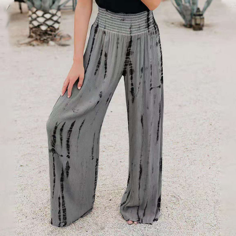 Elasticated High Waist Pocket Wide Leg Pants