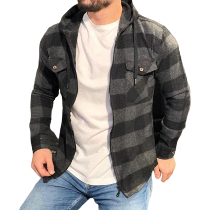 Men's Zip Plaid Shirt