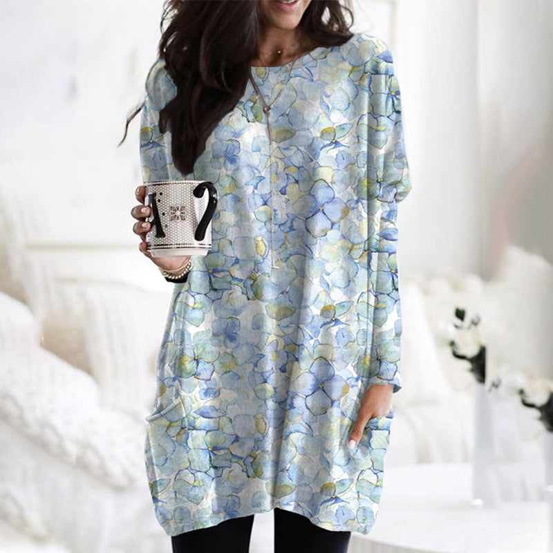 Long Sleeve Pocket Print T-Shirt