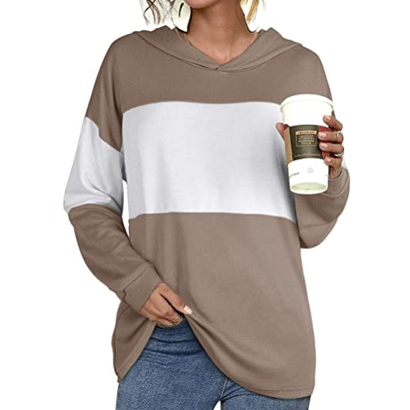 Contrast Hooded Long Sleeve Casual Sweatshirt