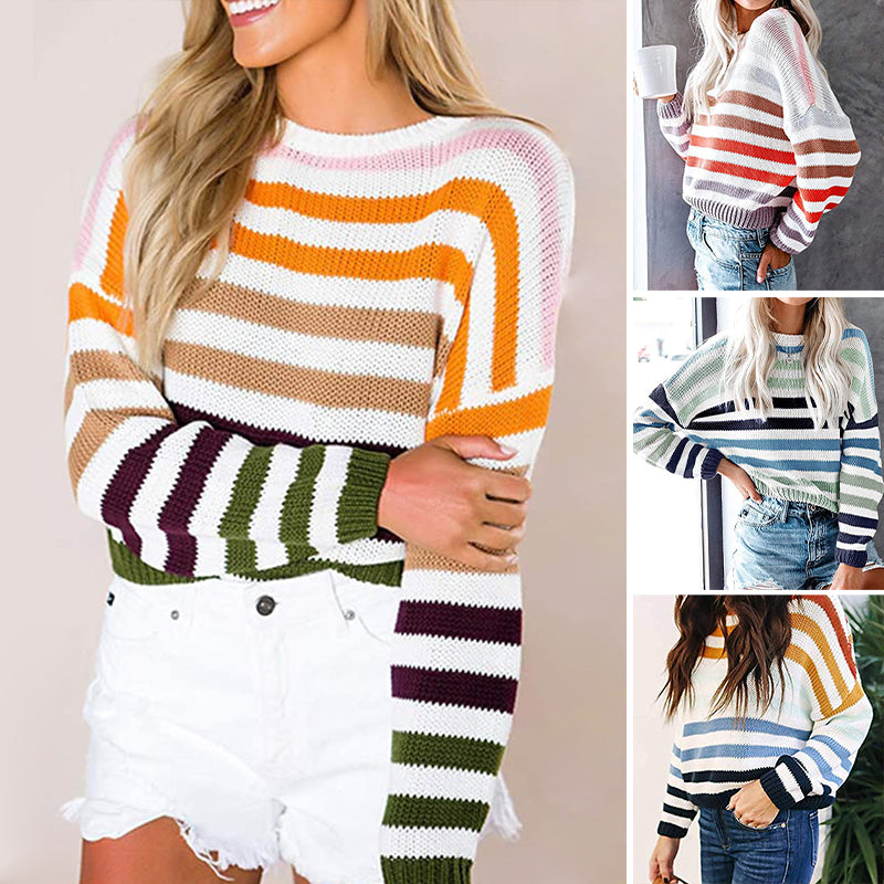 Striped Colorblock Pullover Sweater