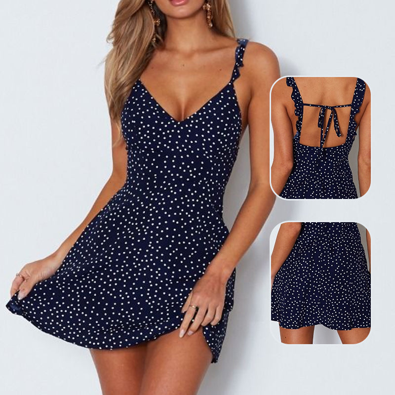 Polka Dot V Neck Mini Dress