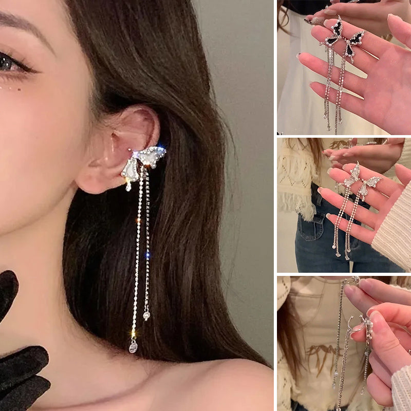 Elf Butterfly Diamond Tassel Earrings