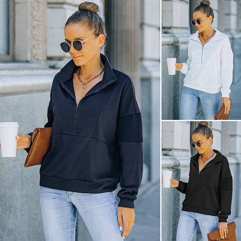 Turtleneck Solid Color Sweatshirt