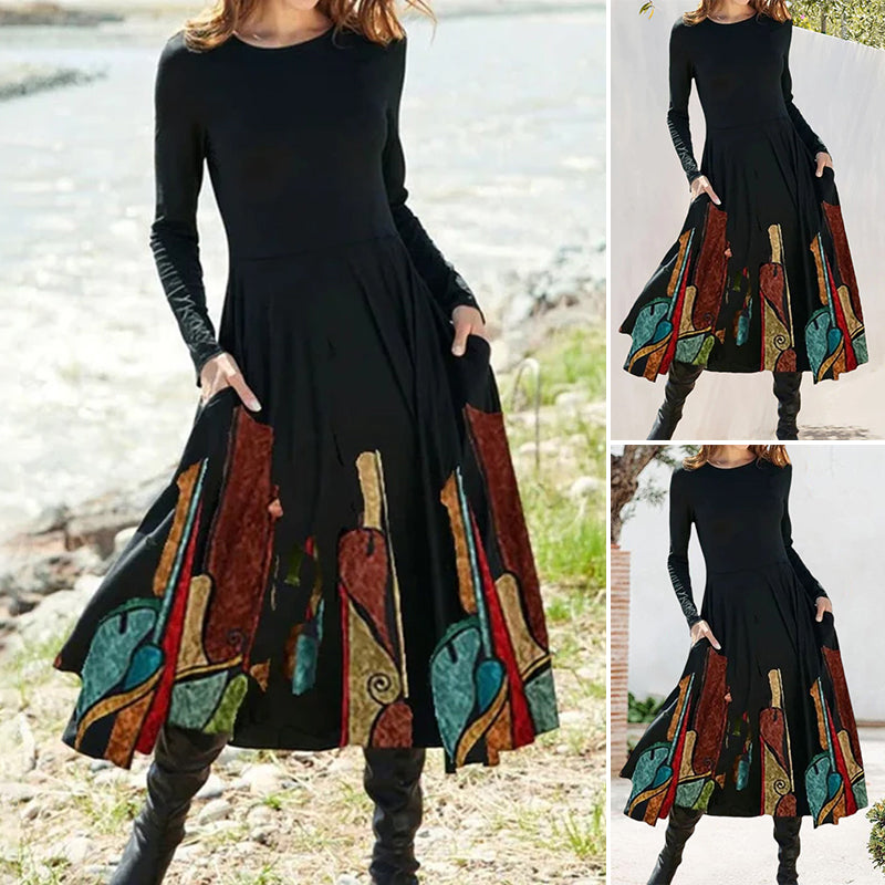 Long Sleeve Printed Dress