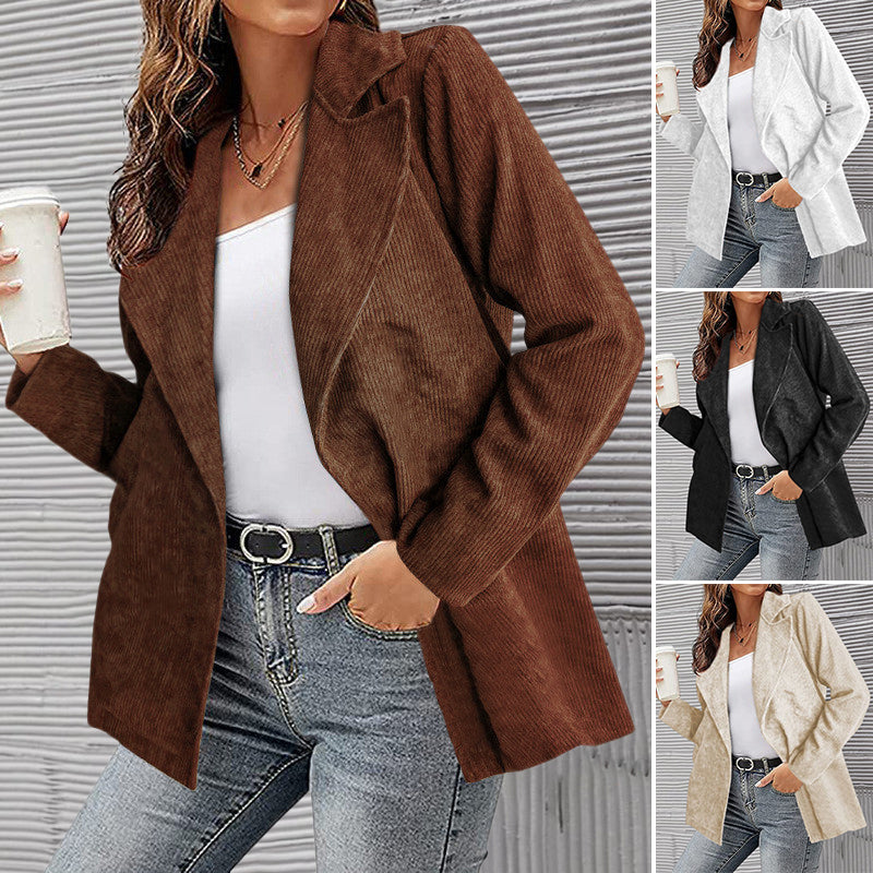 Solid Color Suit Corduroy Cardigan Jacket