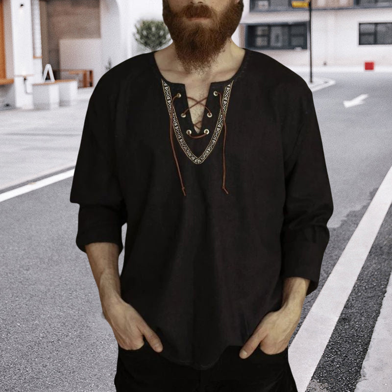 Drawstring V-Neck Shirt