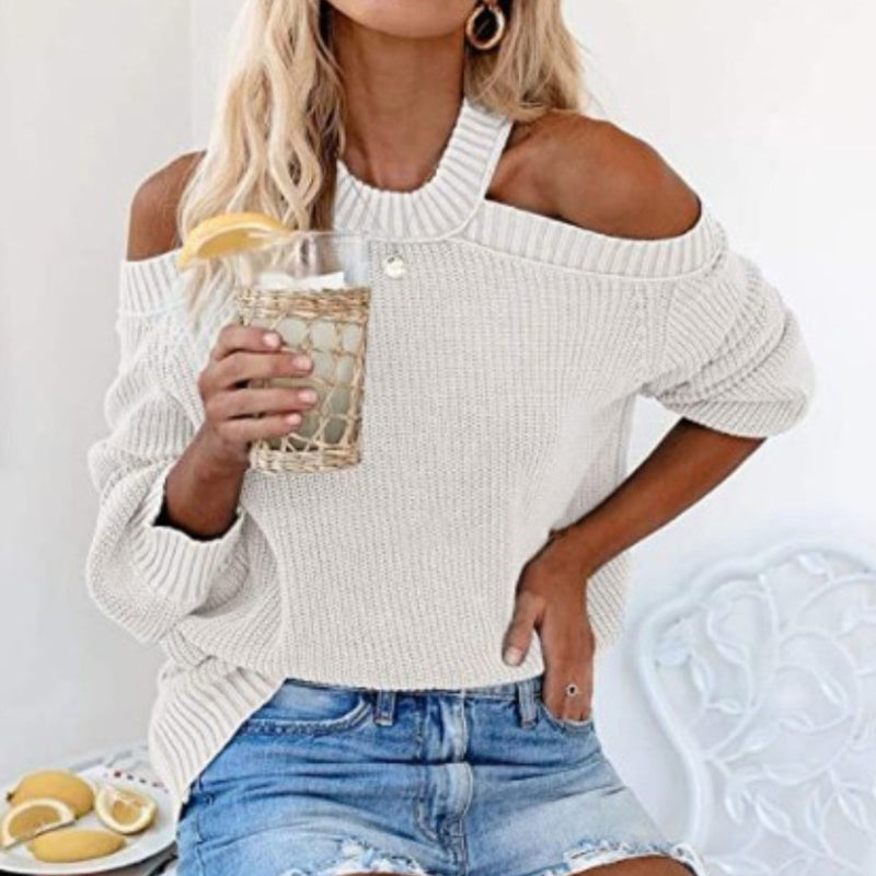 Off Shoulder Halterneck Sweater
