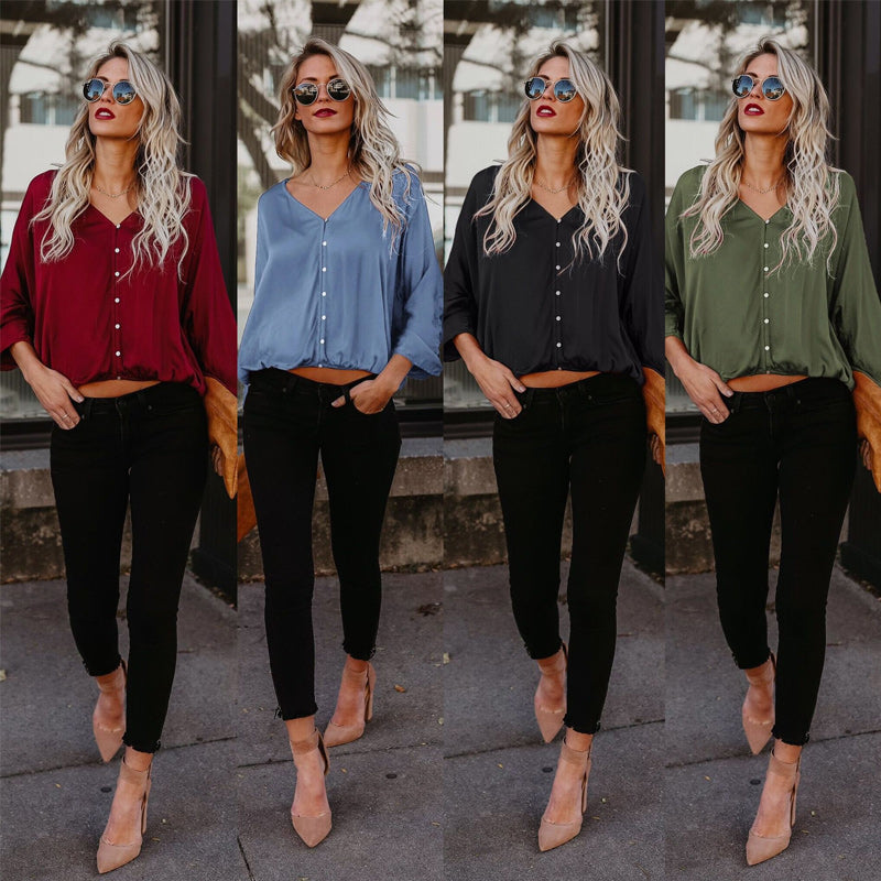 Cotton Button Long Sleeve T-Shirt
