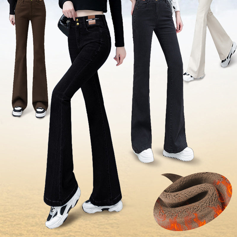 Fleece and Thickened Flared Jeans for Women