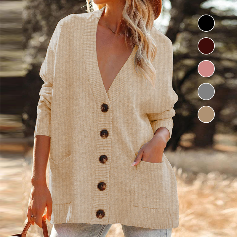 Solid Color Cardigan Sweater