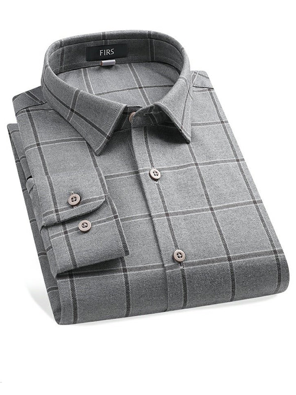 Men's Business Casual Plaid Long Sleeve Shirt