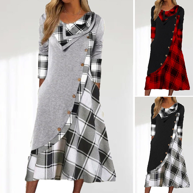 Vintage Plaid Patchwork Dress