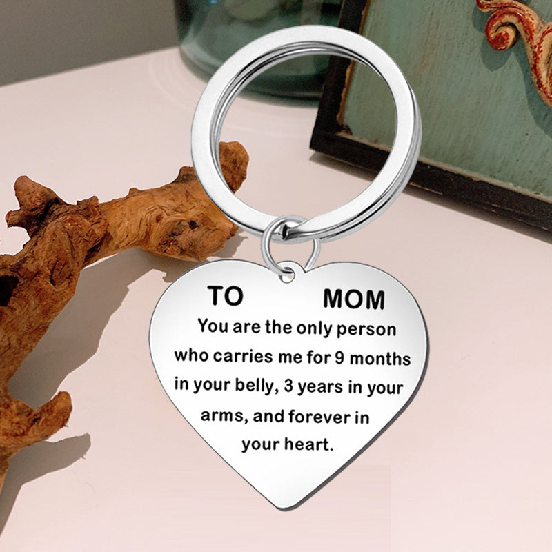 Heart-shaped TO MOM Necklace, Keyring