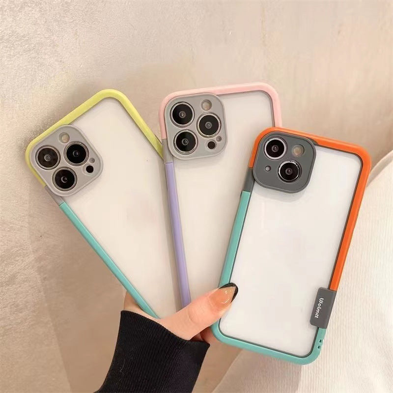 Phone case with colour-blocking frame