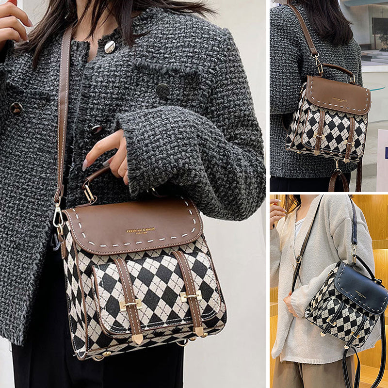 Checkered Pattern Square Backpack