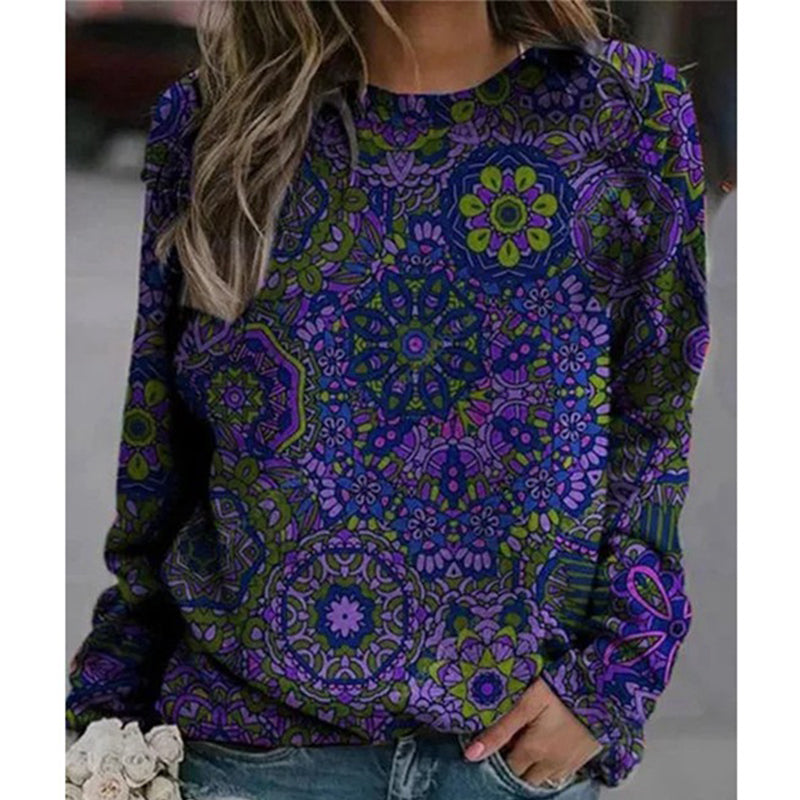 Printed Long-sleeved Crew-neck Sweatshirt