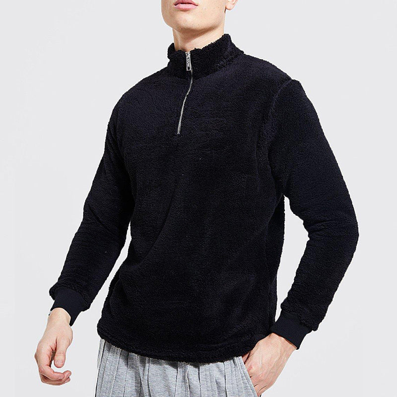 Mens Fuzzy Sherpa Pullover Long Sleeve Sweatshirts