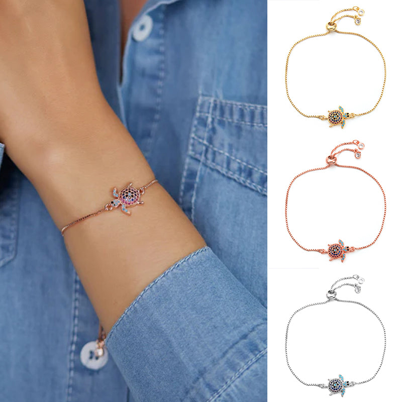 Zircon inlaid cute little turtle bracelet