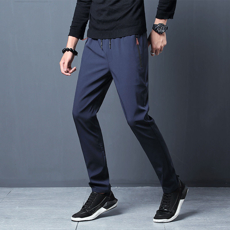 Men's quick-dry ice silk zippered pants