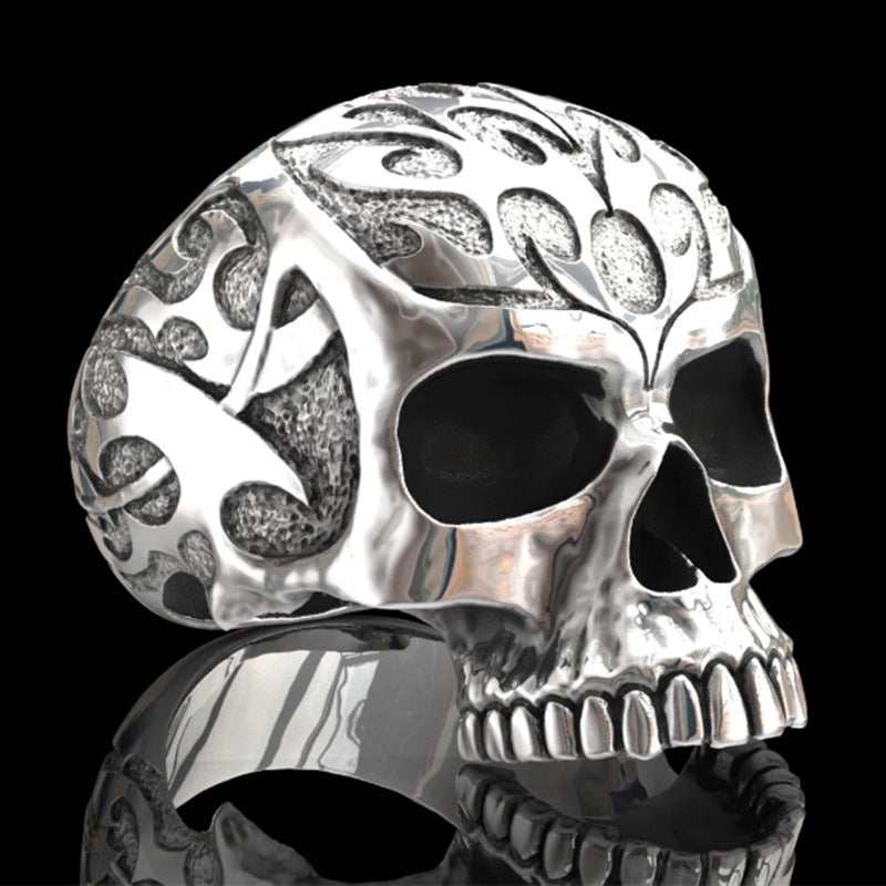 CARVED SKULL RING
