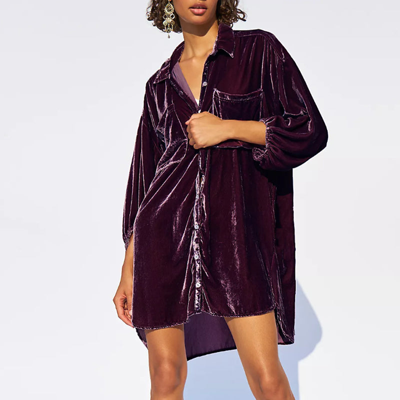 Velvet Balloon Sleeve Shirt