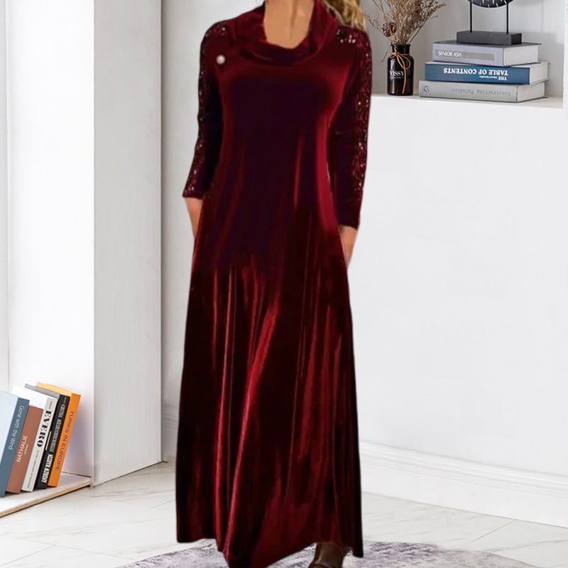 Long Sleeve Velvet Maxi Dress with Sequins