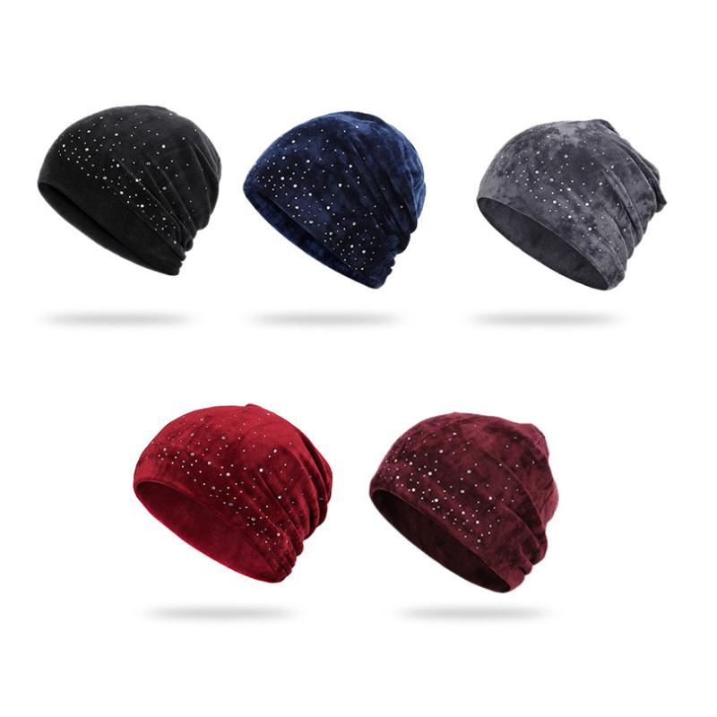 Soft winter slouchy beanie with rhinestones