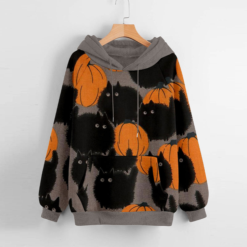 Pumpkin Print Long Sleeve Sweatshirt