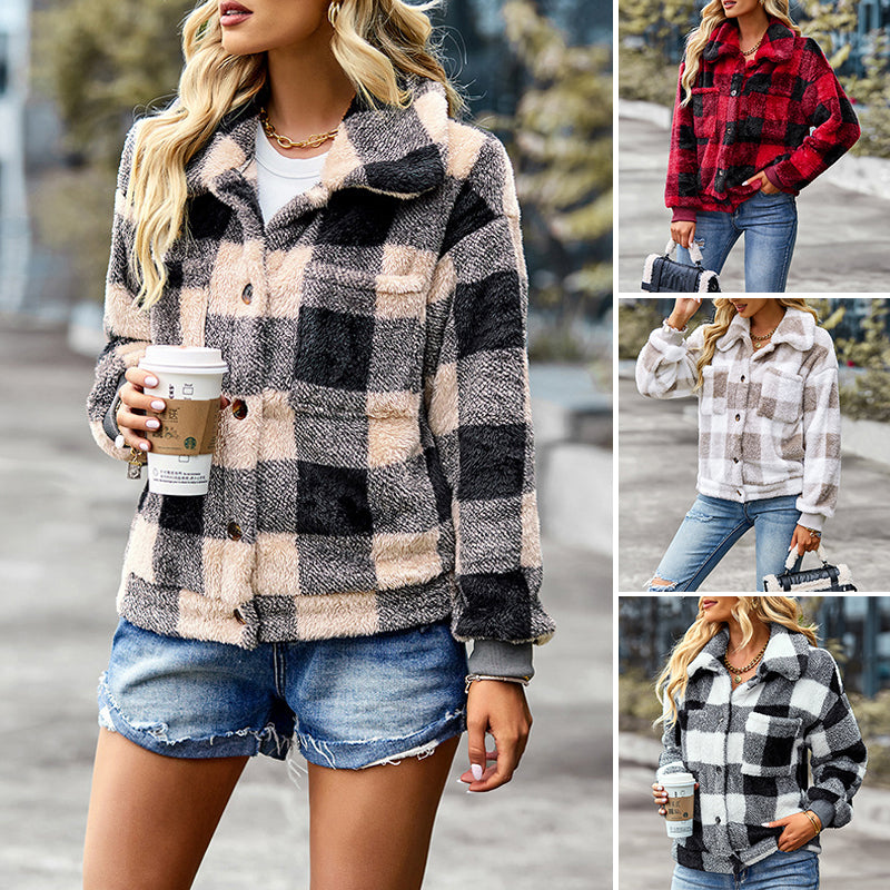Plaid Thick Fleece Coat