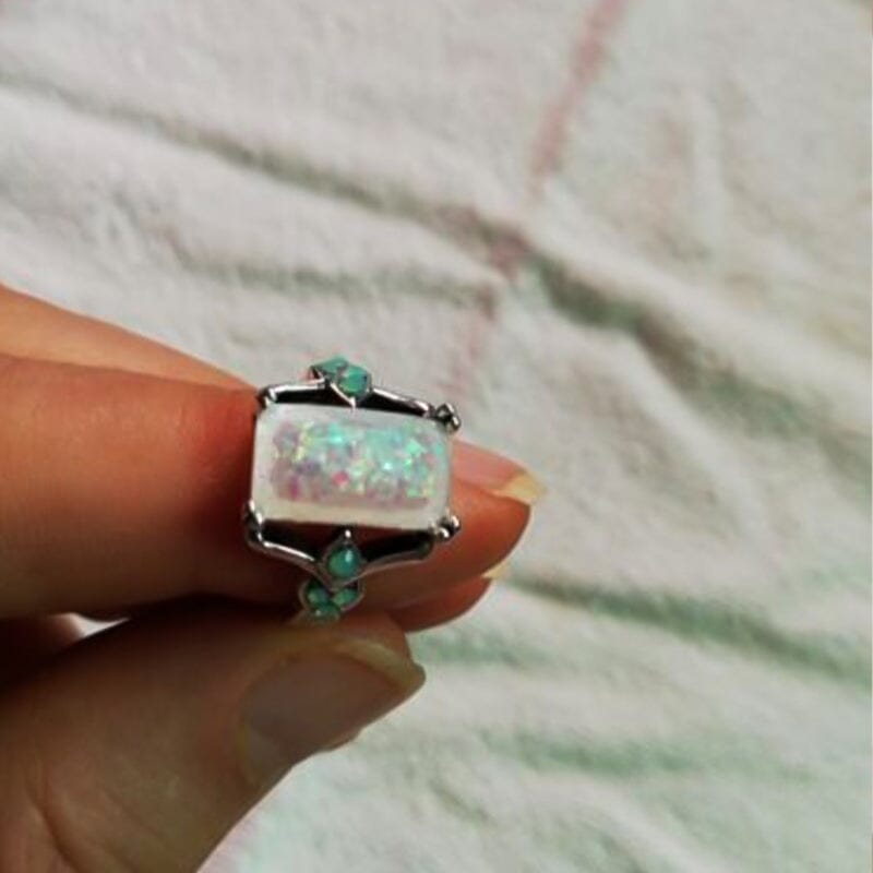 Vintage Inlaid Square Opal Ring