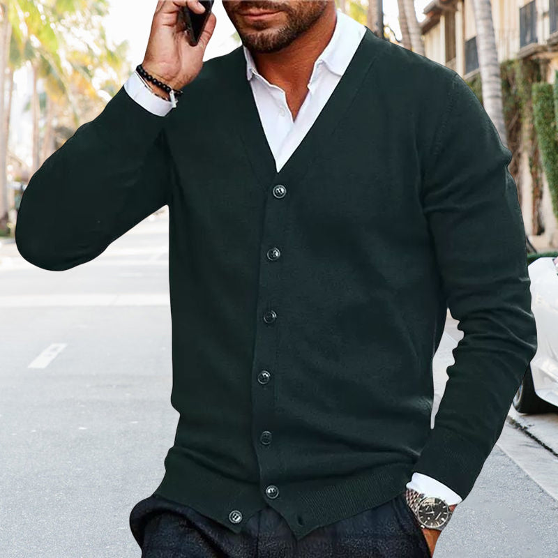 Solid Color V Neck Cardigan