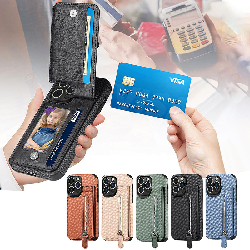 Magnetic Zipper Wallet Cover With Credit Card Holder