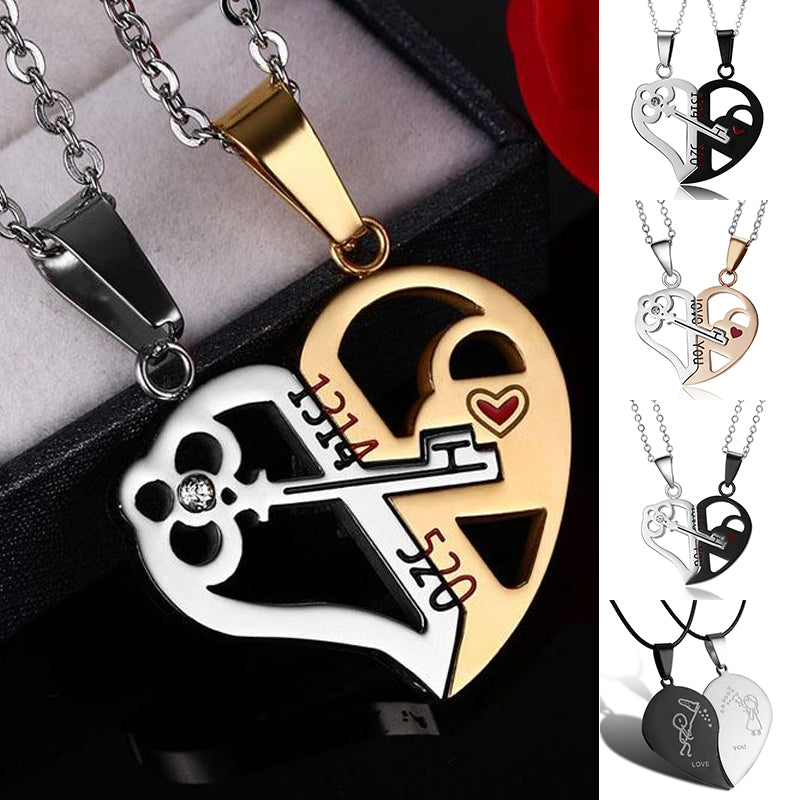 Puzzle Heart Couple Necklace
