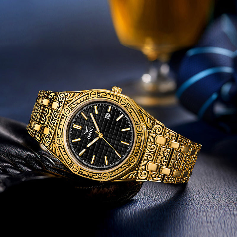 Vintage Engraved Men's Watch