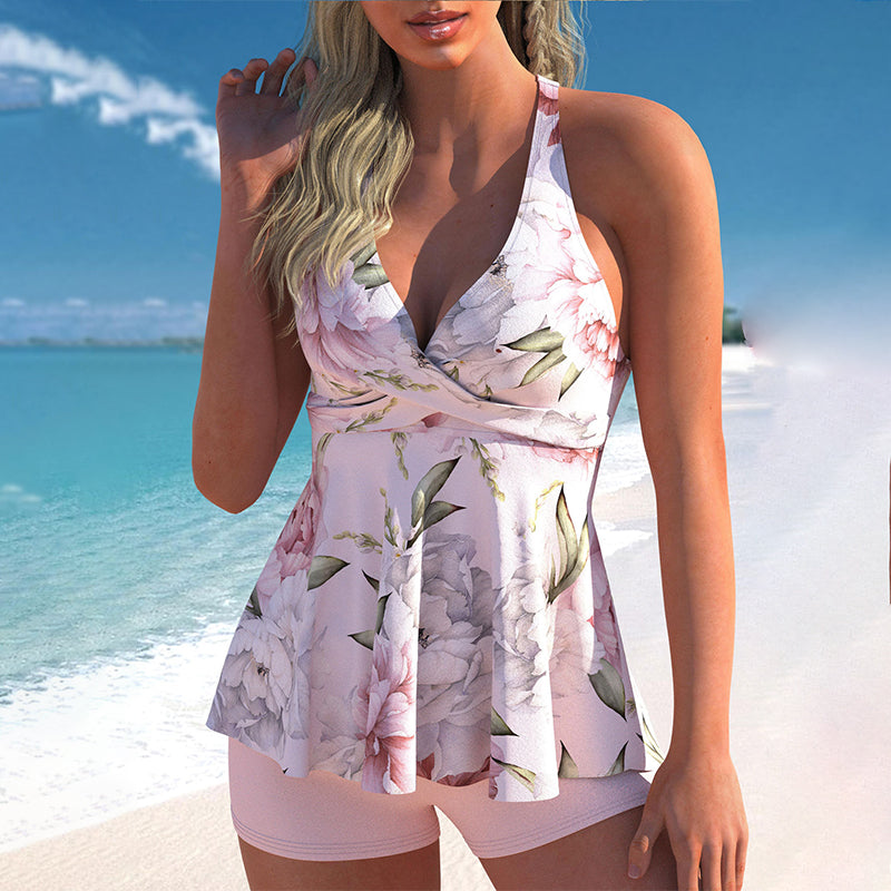 Skirt Bikini Boxer Print Swimsuit