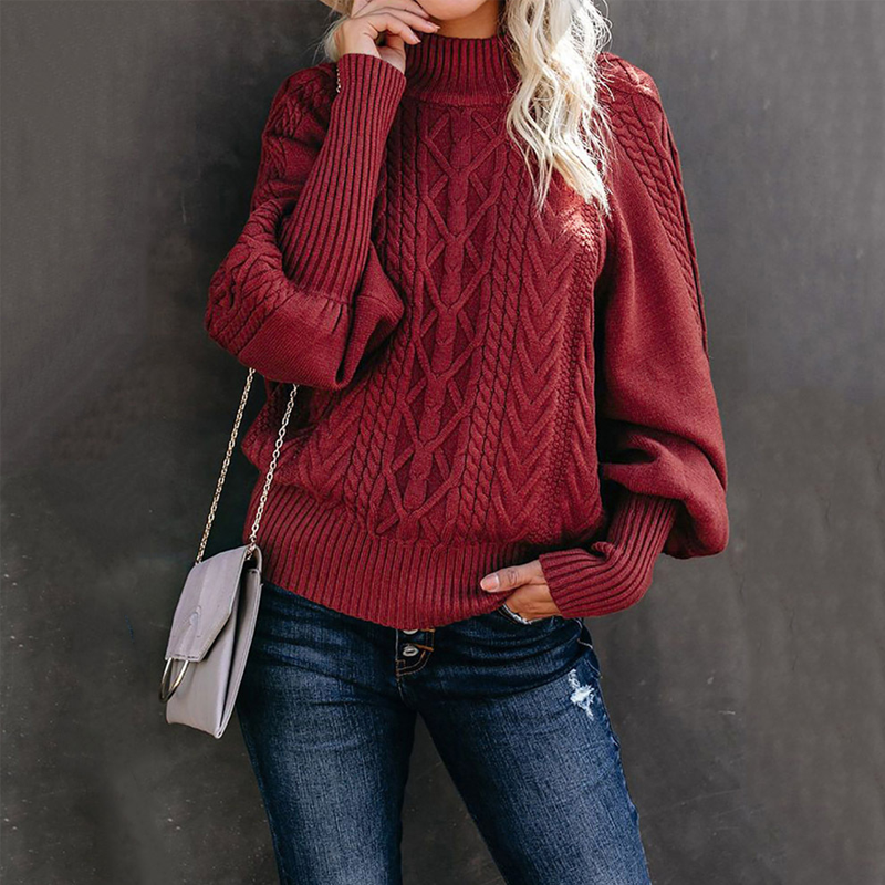 Loose-fitting Long-sleeved Knit Solid Color Sweater