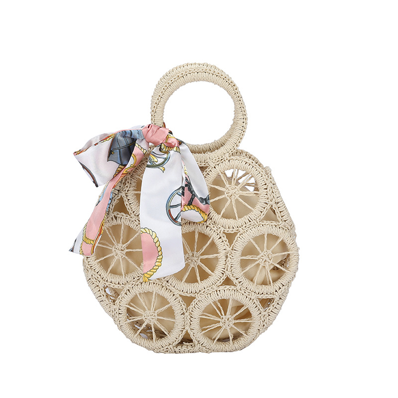 Exotic Ring Circle Design Straw Bag