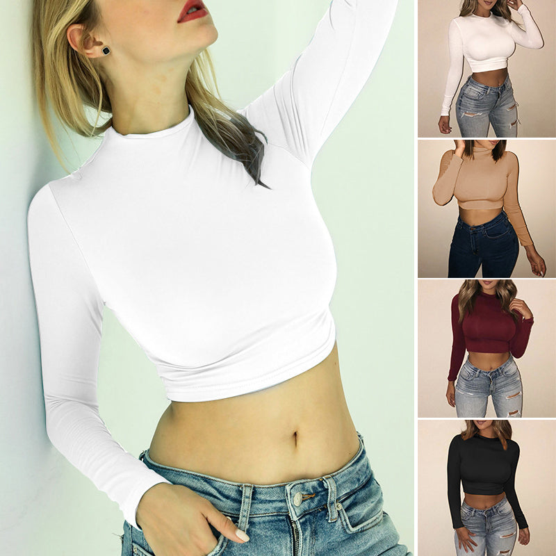 Sexy Cropped Navel Long Sleeve Slim Fit T-Shirt