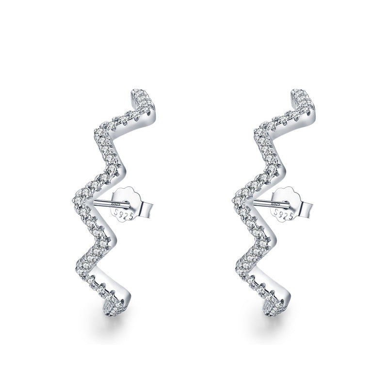 Geometric Z Wave Stud Earrings