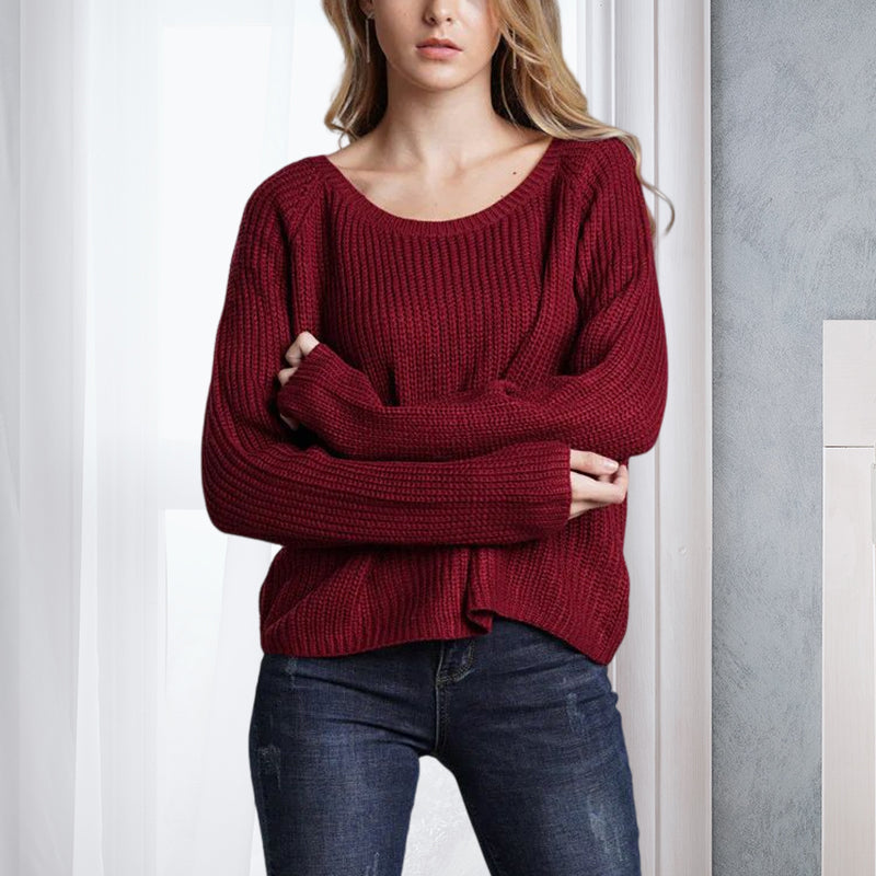 Women's Solid Color Knitted Sweater